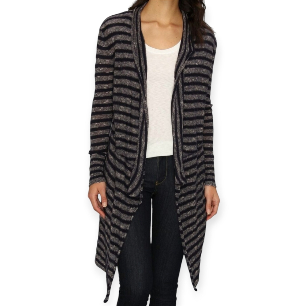 Free People Forget Me Not Striped Cardigan Draped Open Front Size XS